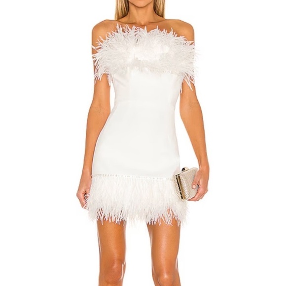 Bronx and Banco Lola Feather White Ivory Bridal
Strapless Mini Dress Size XS - Picture 1 of 10